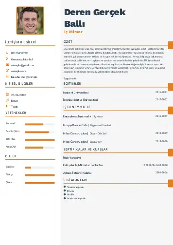 İç Mimar Cv Örnekleri cv indir